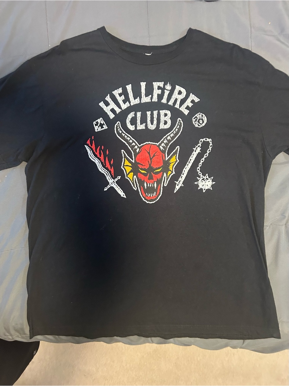 Hellfire Club Graphic Tee - Black with Red & Yellow Devil Motif